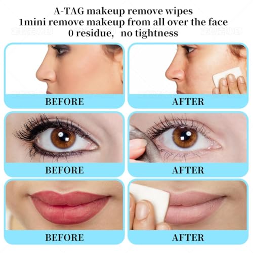 A-TAG Make-up Remover Facial Cleansing Alcohol Free and Waterproof Makeup Remover Wipes, With Vitamin E Make up Remover Wipes for Face, Eyes, Lips.