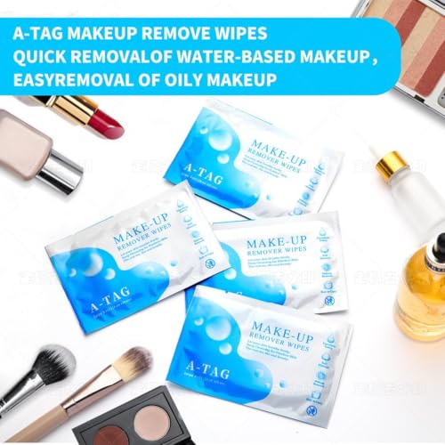 A-TAG Make-up Remover Facial Cleansing Alcohol Free and Waterproof Makeup Remover Wipes, With Vitamin E Make up Remover Wipes for Face, Eyes, Lips.